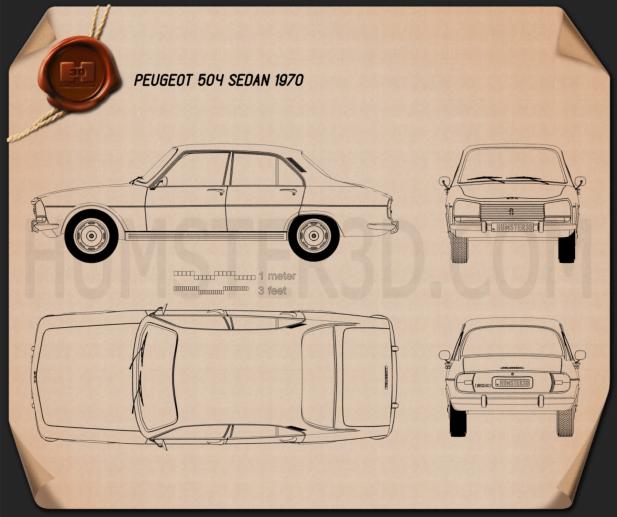 Peugeot 504 sedan 1970 Blueprint