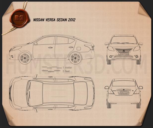 Nissan Versa (Tiida) Седан 2012 Креслення