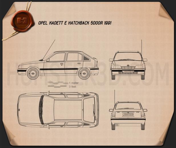 Opel Kadett E hatchback 5-door 1991 Blueprint