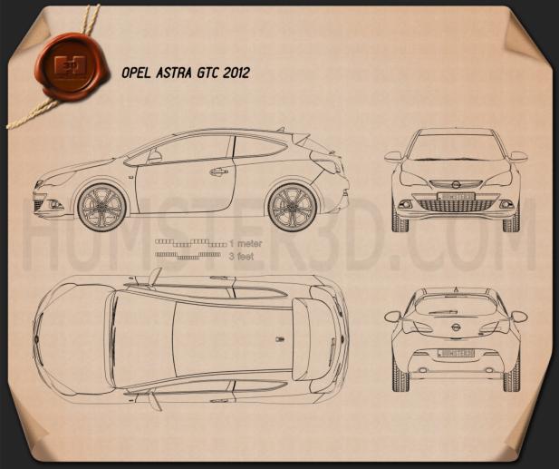 Opel Astra GTC 2012 Blaupause