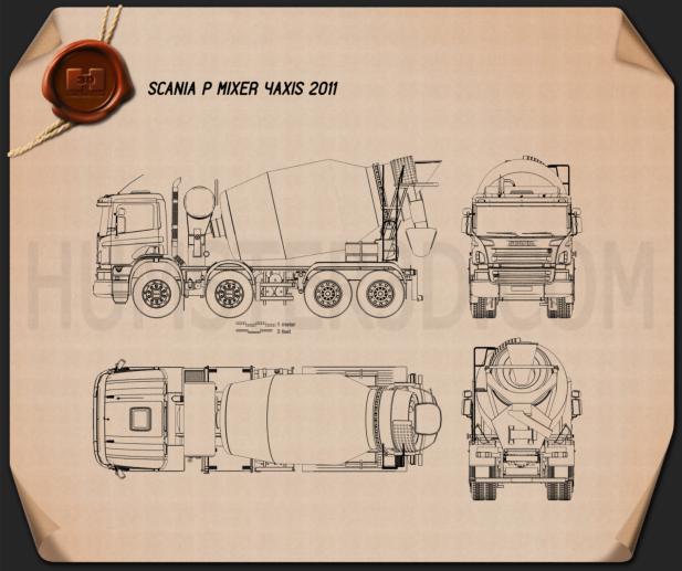 Scania P Mixer Truck 2011 Blueprint