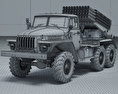БM-21 Град 3D модель wire render
