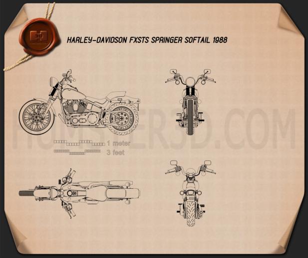 Harley-Davidson FXSTS Springer Softail 1988 Blueprint