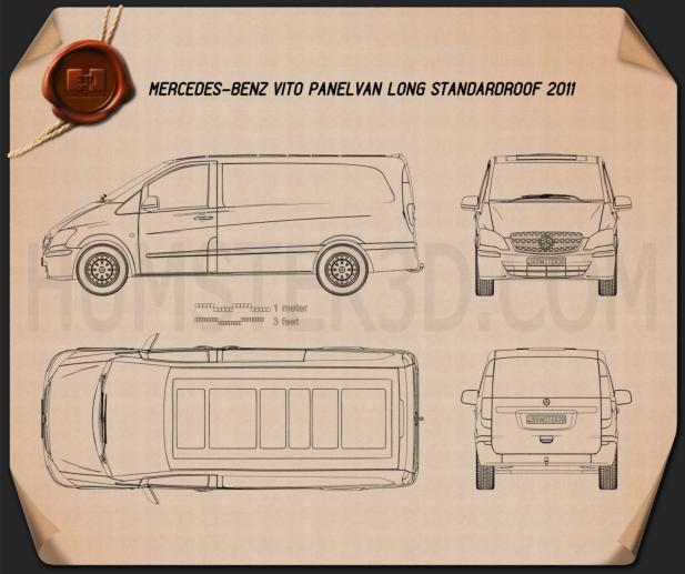 Mercedes-Benz Vito W639 Panel Van Long 2011 Blueprint