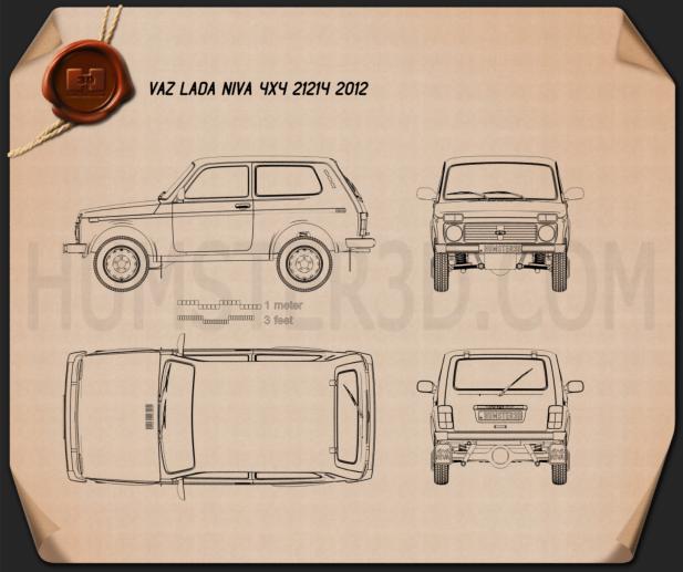 Lada Niva 4x4 21214 2012 테크니컬 드로잉