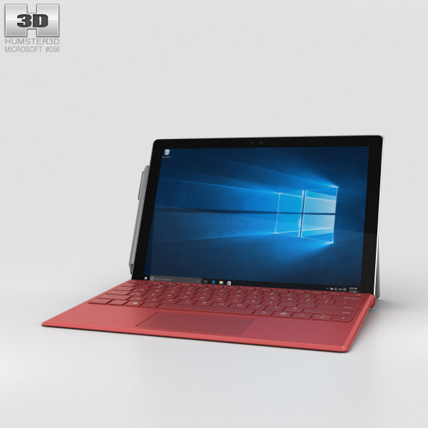 Microsoft Surface Pro 4 Red 3D 모델 