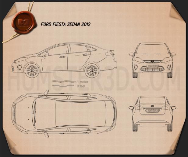 Ford Fiesta sedan (US) 2012 Blueprint