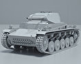 Panzer II 3d model clay render