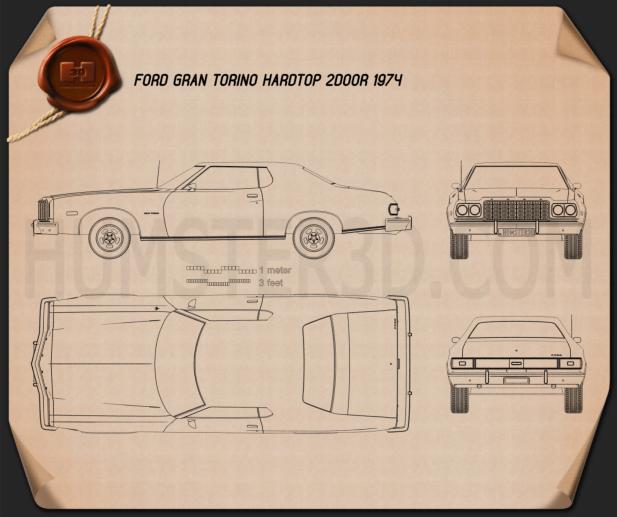 Ford Gran Torino hardtop 1974 蓝图