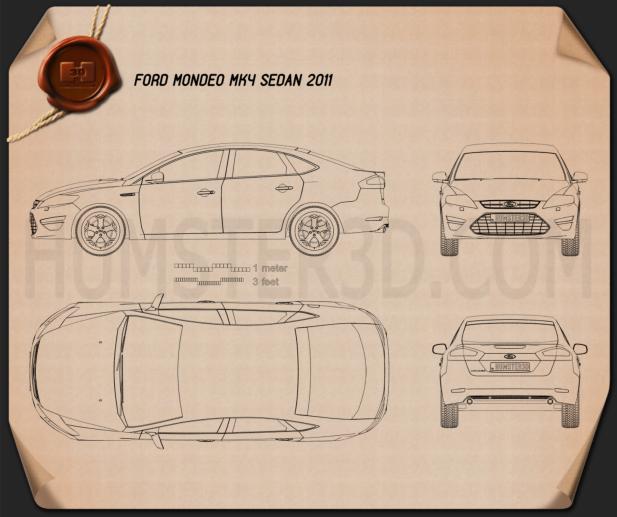 Ford Mondeo 세단 2011 테크니컬 드로잉