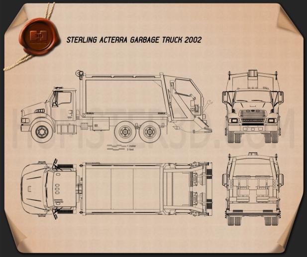 Sterling Acterra Garbage Truck 2002 Blueprint