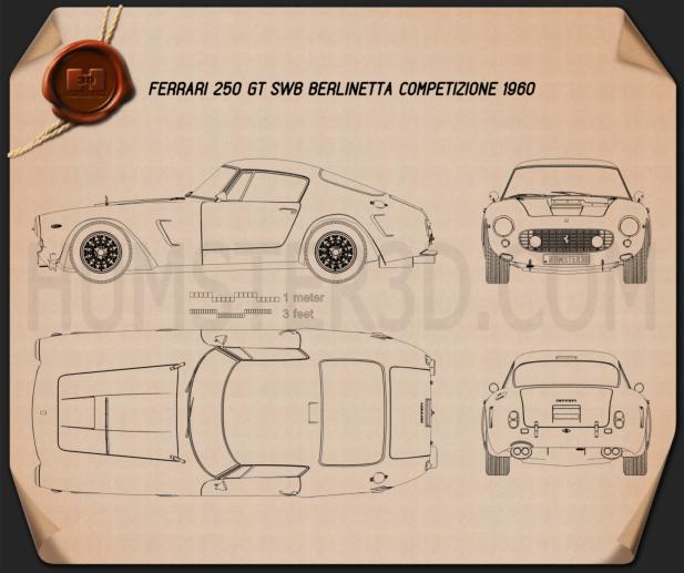 Ferrari 250 GT SWB Berlinetta Competizione 1960 Blueprint
