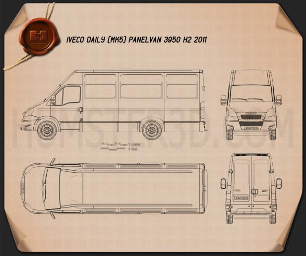 Iveco Daily Panel Van H2 2011 테크니컬 드로잉