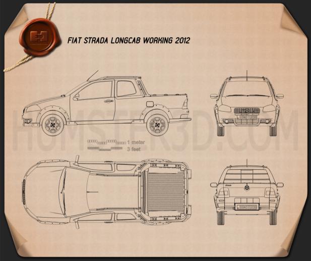 Fiat Strada Long Cab Working 2012 蓝图
