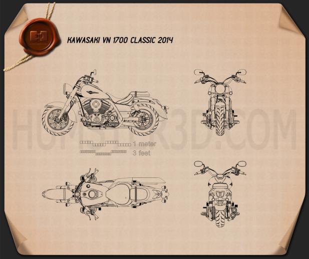 Kawasaki Vulcan 1700 Classic 2014 Disegno Tecnico