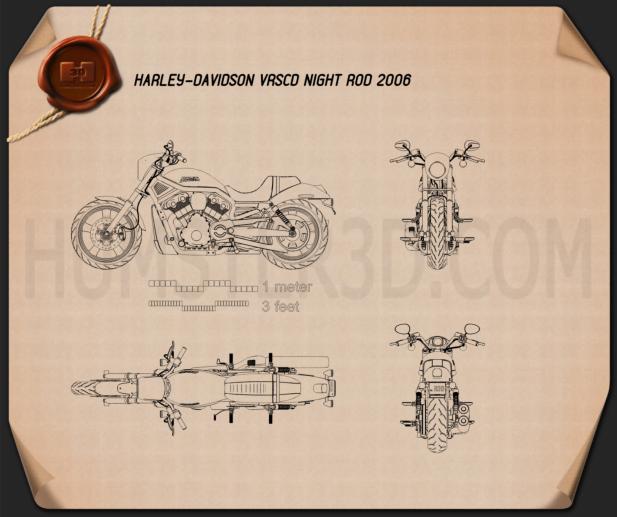 Harley-Davidson VRSCD Night Rod 2006 테크니컬 드로잉