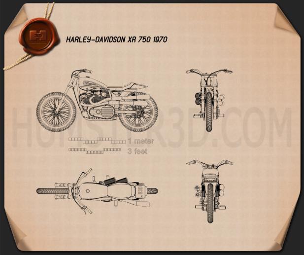 Harley-Davidson XR 750 1970 Blueprint