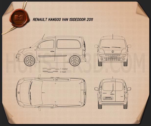 Renault Kangoo Van 1 Side Door 2011 Blueprint