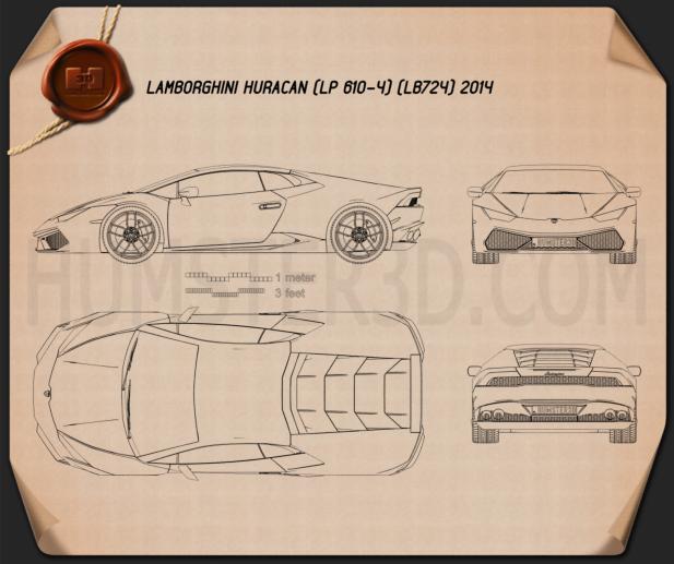 Lamborghini Huracan 2015 Disegno Tecnico