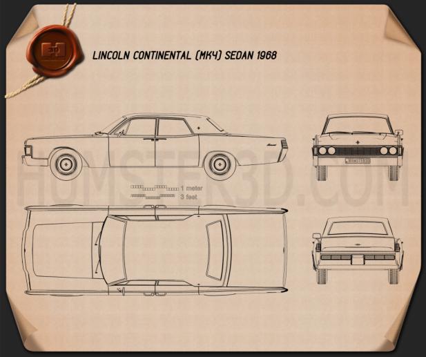 Lincoln Continental sedan 1968 Blueprint