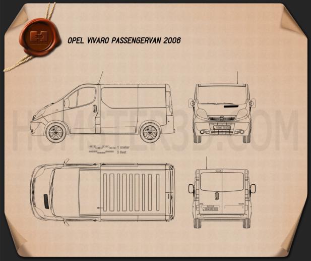Opel Vivaro Passenger Van 2006 蓝图