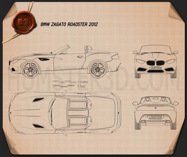 BMW Zagato Roadster 2012 Blaupause