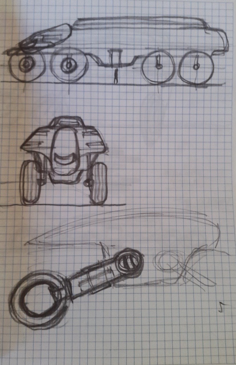Concept of bus with legs for the wheels