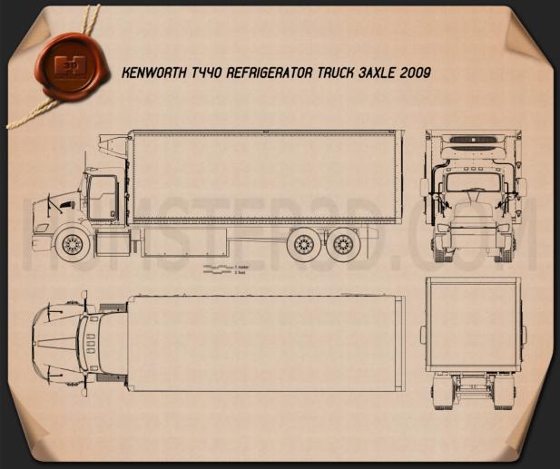 Kenworth T440 냉장고 트럭 2009 테크니컬 드로잉
