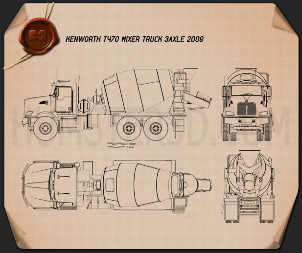 Kenworth T470 Mixer Truck 2009 Blueprint
