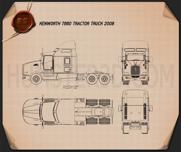 Kenworth T660 Sattelzugmaschine 2008 Blaupause