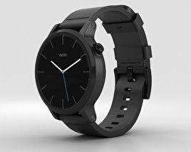 Motorola Moto 360 2nd Gen Men's 42mm Black Case Black Leather Band 3D 모델 
