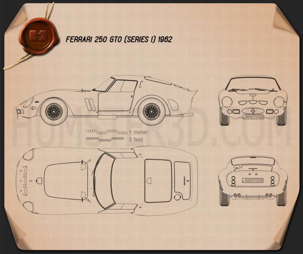 Ferrari 250 GTO (Series I) 1962 Disegno Tecnico