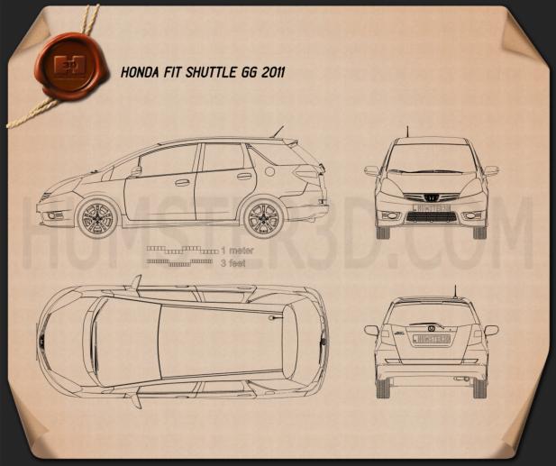 Honda Fit (Jazz) Shuttle 2012 Blueprint