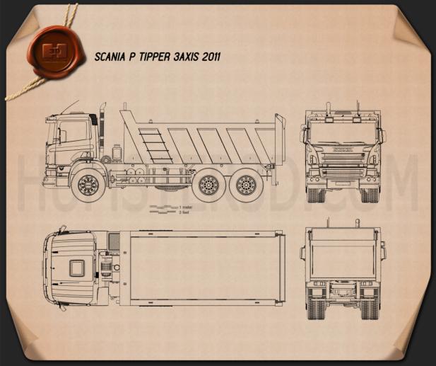 Scania P Tipper 2011 Blueprint