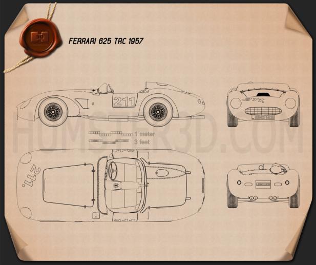 Ferrari 625 TRC 1957 Disegno Tecnico