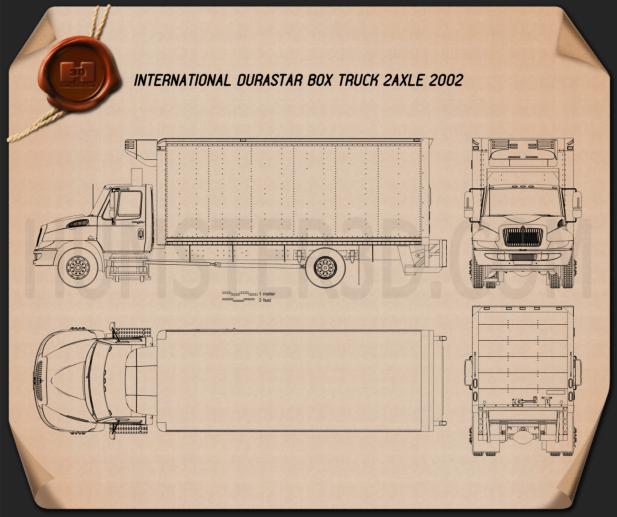 International Durastar 箱式卡车 2002 蓝图