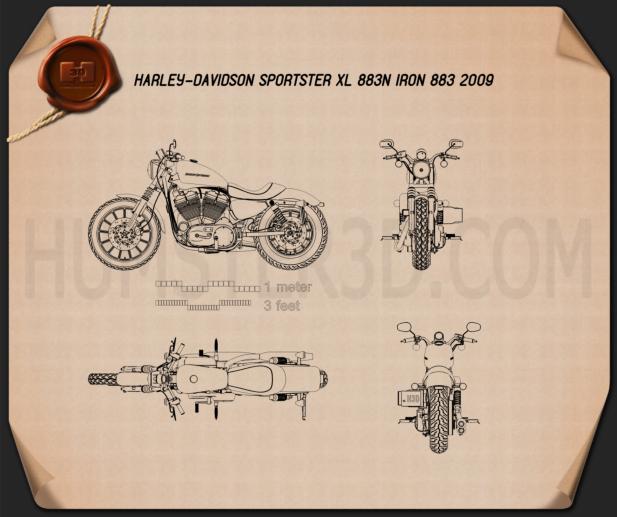 Harley-Davidson Sportster XL 883N Iron 883 2009 Plan