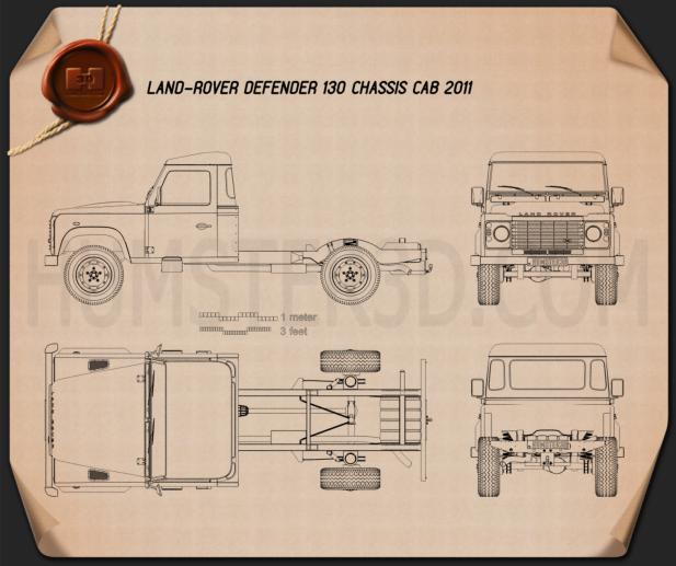 Land Rover Defender 130 Chassis Cab 2011 Blueprint