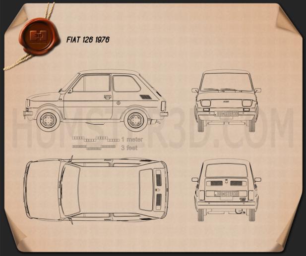 Fiat 126 1976 테크니컬 드로잉