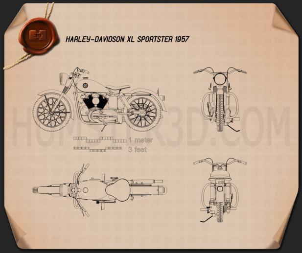 Harley-Davidson XL Sportster 1957 設計図