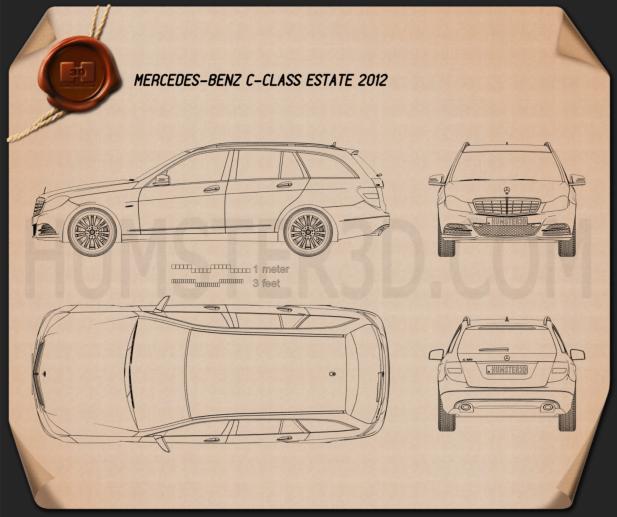 Mercedes-Benz Classe C Estate 2012 Disegno Tecnico