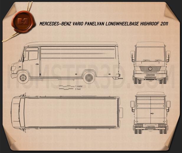 Mercedes-Benz Vario パネルバン LWB High Roof 2011 設計図