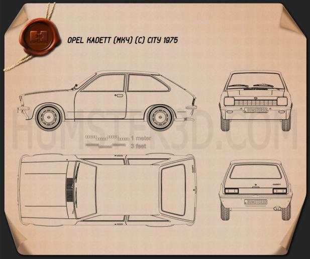 Opel Kadett City 1975 Disegno Tecnico