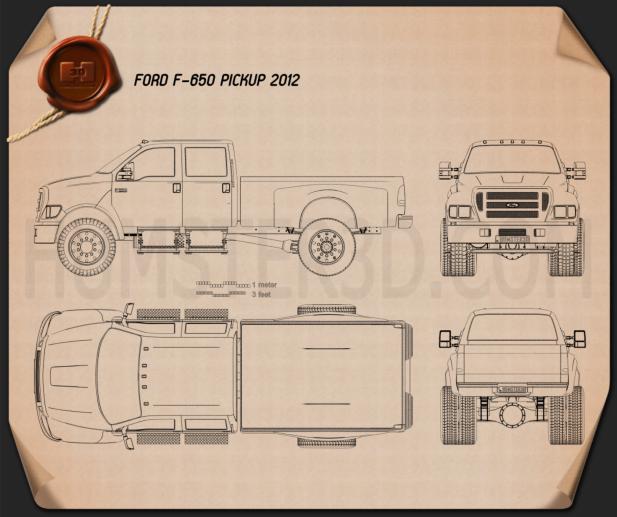 Ford F-650 pickup 2012 Blueprint - Hum3D