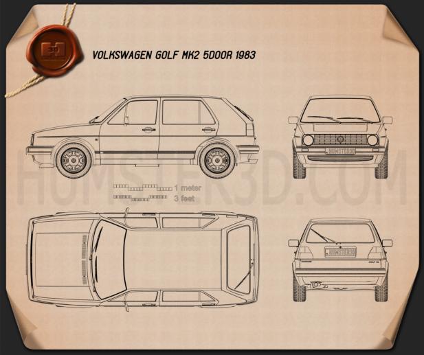 Volkswagen Golf Mk2 5 portes 1983 Plan
