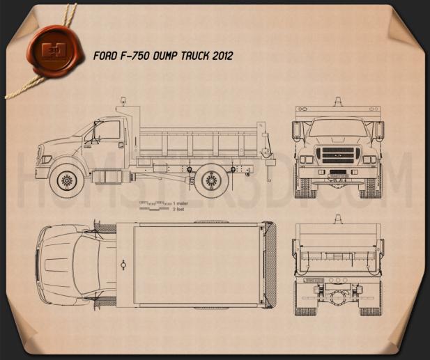 Ford F-750 Dump Truck 2012 Blueprint