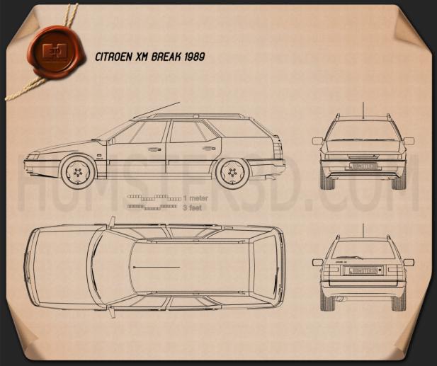 Citroen XM Break 1989 Blueprint