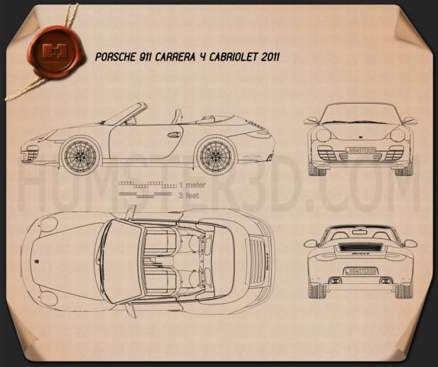Porsche 911 Carrera 4 Cabriolet 2011 Blueprint