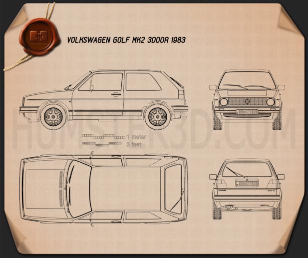 Volkswagen Golf Mk2 3门 1983 蓝图