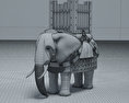 Бойовий слон 3D модель wire render